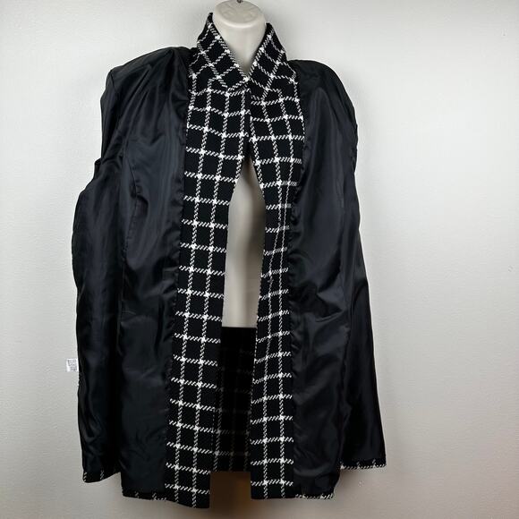 Vintage Talbots Tweed Wool Blazer Jacket Plaid Check Black Women's 22WP Petite - Picture 7 of 13